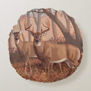 Whitetail Deer in de Natuur van de stijl van de Re Rond Kussen