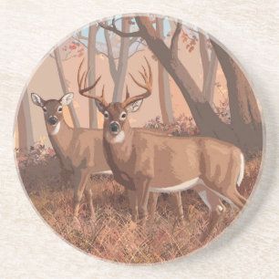 Whitetail Deer in de Natuur van de stijl van de Re Zandsteen Onderzetter