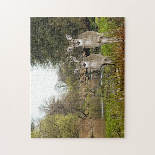 Whitetail Deer in Forest Collage Art Legpuzzel (Verticaal)