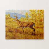 Whitetail Deer in het herfst van het bos van Aspen Legpuzzel (Horizontaal)