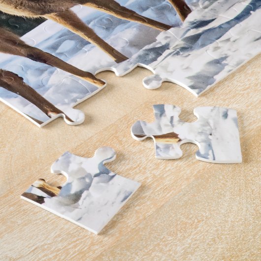 Whitetail Deer in sneeuw Legpuzzel (Zijkant)