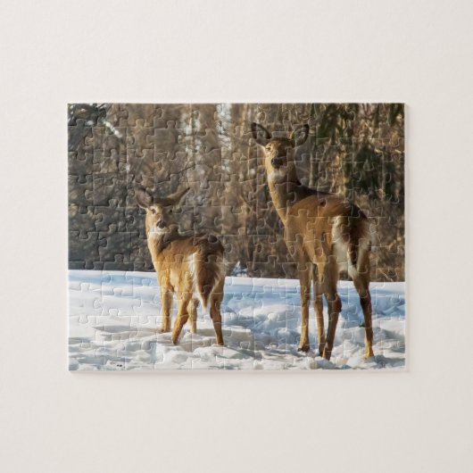 Whitetail Deer in sneeuw Legpuzzel (Horizontaal)
