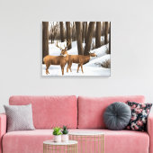 Whitetail Deer in sneeuw op Canvas (Insitu (Woonkamer))