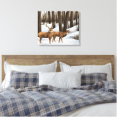 Whitetail Deer in sneeuw op Canvas Afdruk (Insitu (Slaapkamer))