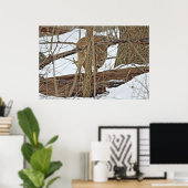 Whitetail Deer in sneeuw Poster (Thuiskantoor)