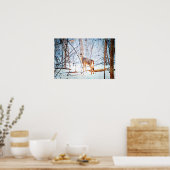 Whitetail Deer in Snow Waterverf-schilderkunst Poster (Keuken)