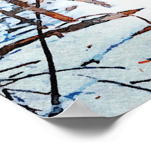 Whitetail Deer in Snow Waterverf-schilderkunst Poster (Hoek)