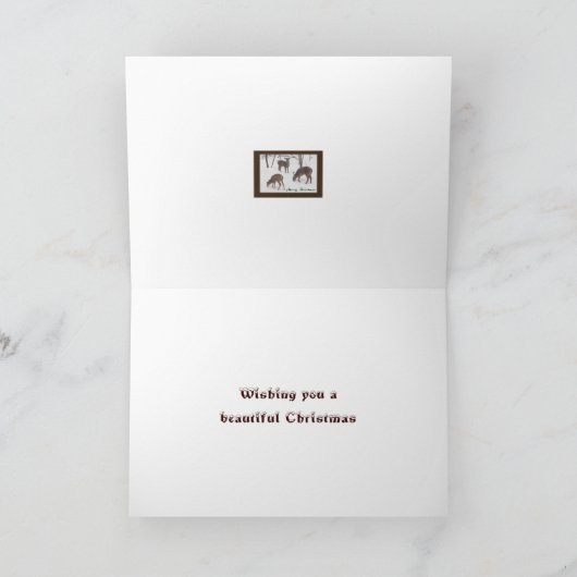 Whitetail Deer in Snowy Bossen - Vrolijk kerstfees Feestdagen Kaart (Binnen)