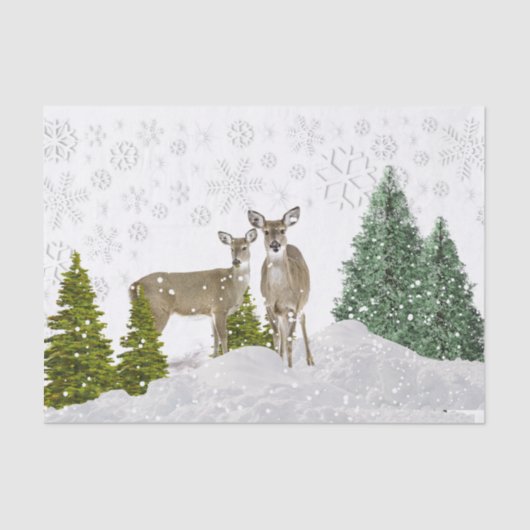 Whitetail Deer in Winter Wonderland Holiday Craft Tissuepapier (Voorkant)
