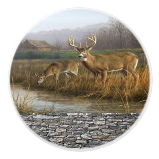 Whitetail Deer keramische deurkrukken en pullen Knop (Voorkant)