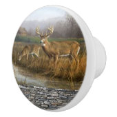 Whitetail Deer keramische deurkrukken en pullen Knop (Rechts)