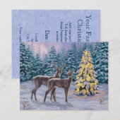 Whitetail Deer & Kerstboom Winter Scene Kaart (Voorkant / Achterkant)