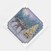 Whitetail Deer & Kerstboom Winter Scene Servet (Hoek)