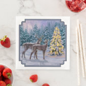 Whitetail Deer & Kerstboom Winter Scene Servet (Insitu)