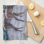 Whitetail Deer & Kerstboom Winter Scene Theedoek (Quarter Fold)