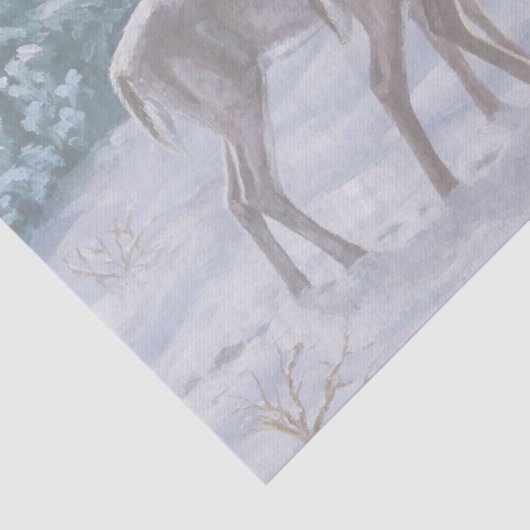 Whitetail Deer & Kerstboom Winter Scene Tissuepapier (Detail)