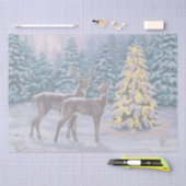Whitetail Deer & Kerstboom Winter Scene Tissuepapier (Craft)
