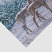 Whitetail Deer & Kerstboom Winter Scene Tissuepapier (Detail)