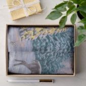 Whitetail Deer & Kerstboom Winter Scene Tissuepapier (Geschenk)