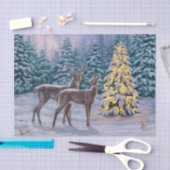 Whitetail Deer & Kerstboom Winter Scene Tissuepapier (Craft)