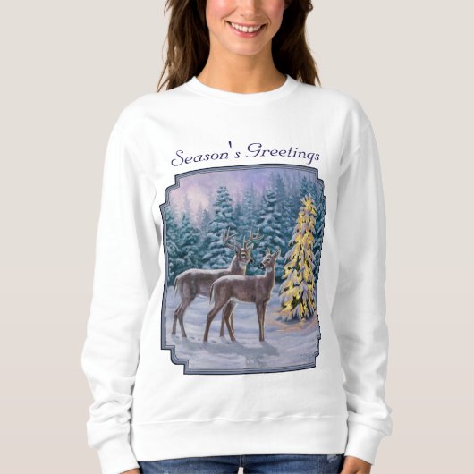 Whitetail Deer & Kerstboom Winter Scene Trui (Voorkant)