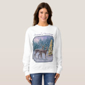 Whitetail Deer & Kerstboom Winter Scene Trui (Voorkant volledig)