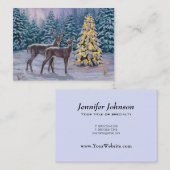 Whitetail Deer & Kerstboom Winter Scene Visitekaartje (Voorkant / Achterkant)