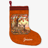 Whitetail Deer Maple Tree Oranje Kleine Kerstsok (Voorkant)