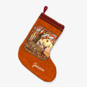 Whitetail Deer Maple Tree Oranje Kleine Kerstsok (Voorkant (Hangend))