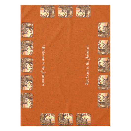 Whitetail Deer Maple Tree Oranje Tafelkleed (Voorkant)
