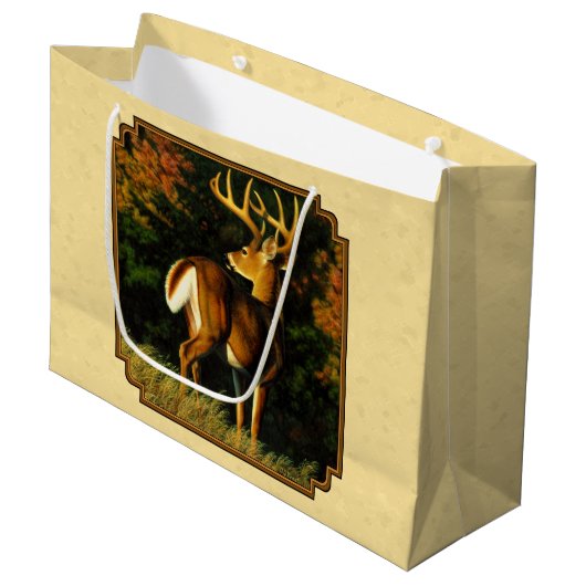 Whitetail Deer Monster Buck Yellow Groot Cadeauzakje (Voorkant Gekanteld)