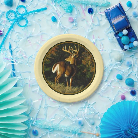 Whitetail Deer Monster Buck Yellow Papieren Bordje (Feest)