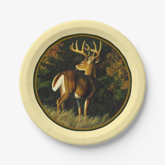 Whitetail Deer Monster Buck Yellow Papieren Bordje (Voorkant)
