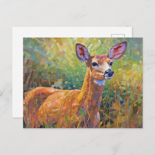 Whitetail Deer Mozaïek Briefkaart (Voorkant / Achterkant)