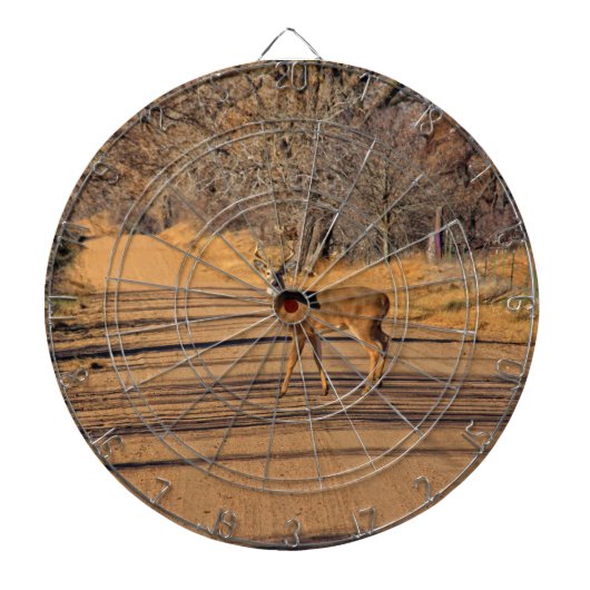 Whitetail Deer op een weg DART BOARD Dartbord (Voorkant)