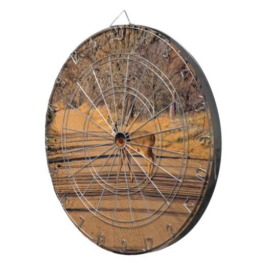 Whitetail Deer op een weg DART BOARD Dartbord (Voorkant Rechts)