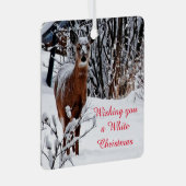 Whitetail Deer Ornament met witte kerst (Voorkant Rechts)