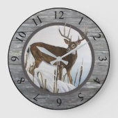 Whitetail Deer Rustic-ontwerp Grote Klok (Voorkant)
