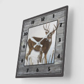 Whitetail Deer Rustic-ontwerp Vierkante Klok (Hoek)