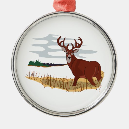 Whitetail Deer Scene Metalen Ornament (Voorkant)