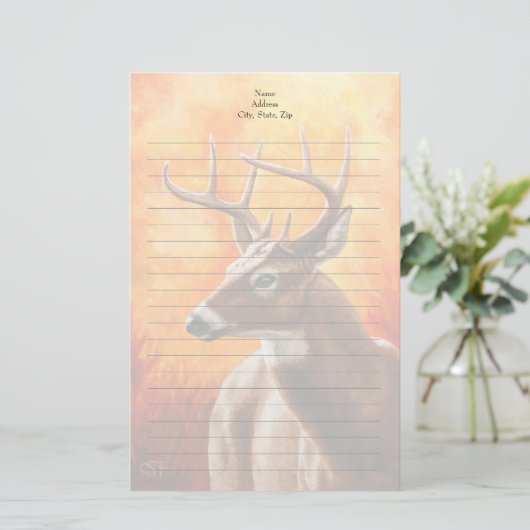 Whitetail Deer Trophy Buck Briefpapier (Staand voorkant)