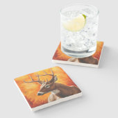 Whitetail Deer Trophy Buck Stenen Onderzetter (Zijkant)