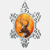 Whitetail Deer Trophy Buck Tin Sneeuwvlok Ornament (Rechts)