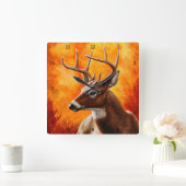Whitetail Deer Trophy Buck Vierkante Klok (Huis)