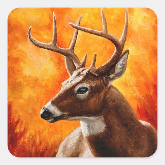 Whitetail Deer Trophy Buck Vierkante Sticker (Voorkant)