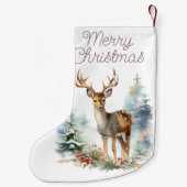 Whitetail Deer Waterverf Art Christmas Stocking Kleine Kerstsok (Achterkant)
