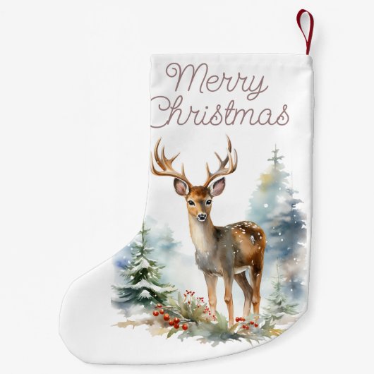 Whitetail Deer Waterverf Art Christmas Stocking Kleine Kerstsok (Achterkant)