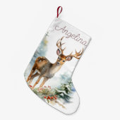 Whitetail Deer Waterverf Art Christmas Stocking Kleine Kerstsok (Voorkant (Hangend))