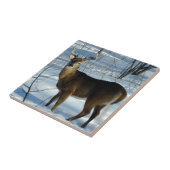 Whitetail Deer (Winter) Decoratieve keramische teg Tegeltje (Zijkant)
