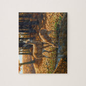 Whitetail Doe en Gemeld die van een Stroom Drink Legpuzzel (Verticaal)